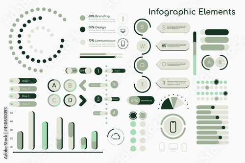 Green  infographic design elements vector collection