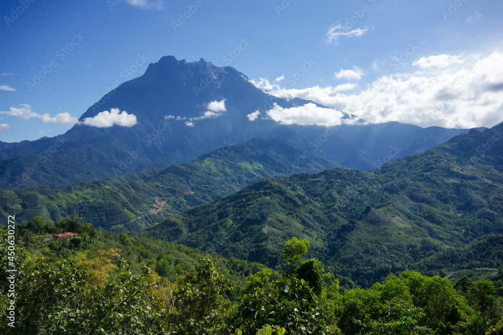 Scenic view over the foothills on Mount Kinabalu, Sabah, Borneo