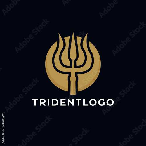 trident poseidon logo design vector element