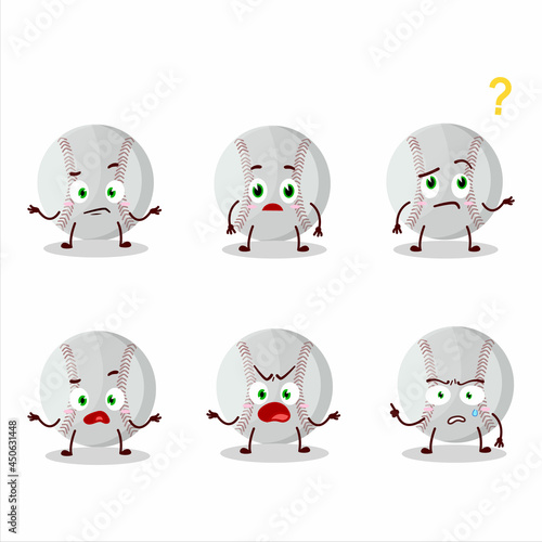 Cartoon character of baseball with what expression