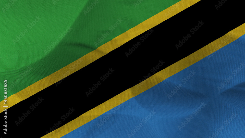 Close up 3d video 4k waving flag Tanzanie Close up 3d video 4k waving flag Tanzanie