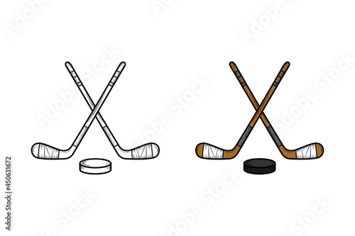 Hockey hand drawn illustration sketch and color