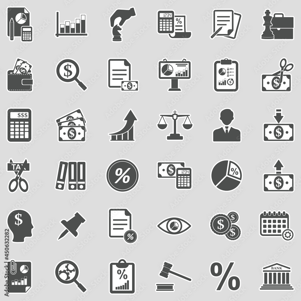 Business And Enterprise Icons. Sticker Design. Vector Illustration.