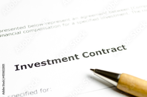 Investment contract with wooden pen
