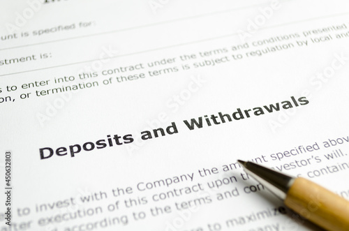 Words Deposits and withdrawals with wooden pen