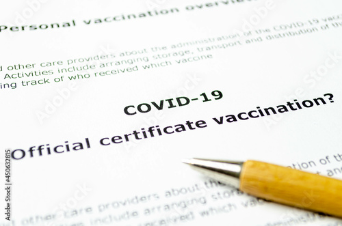 Covid 19 official vaccination certificate