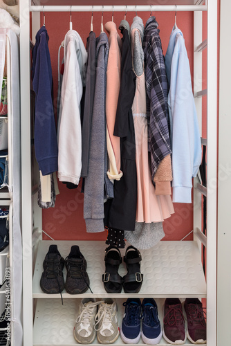 Wardrobe of young college girl