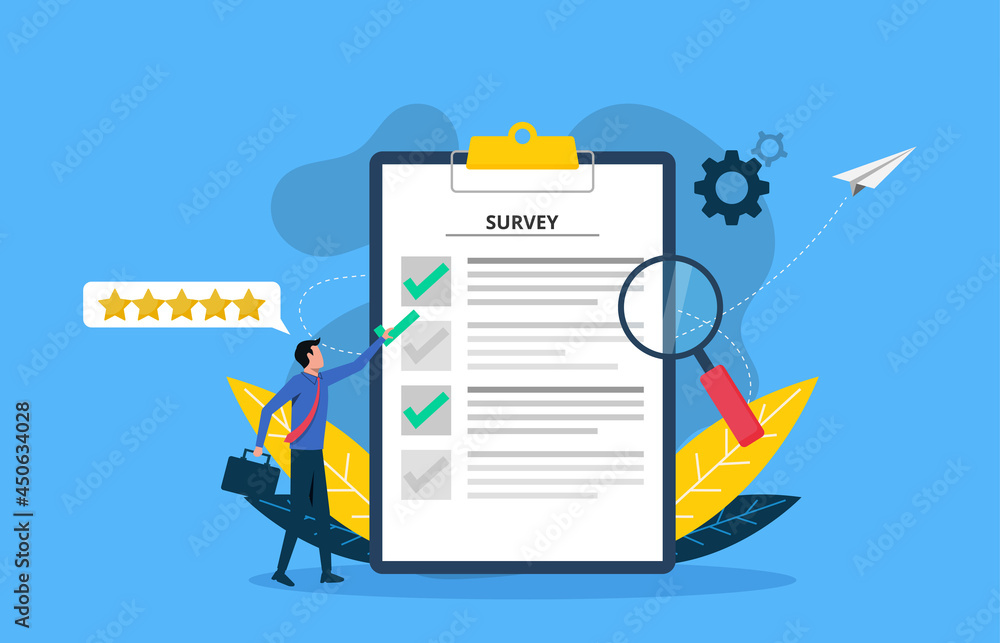 Survey vector illustration. Feedback from customers or opinion form concept. - obrazy, fototapety, plakaty 