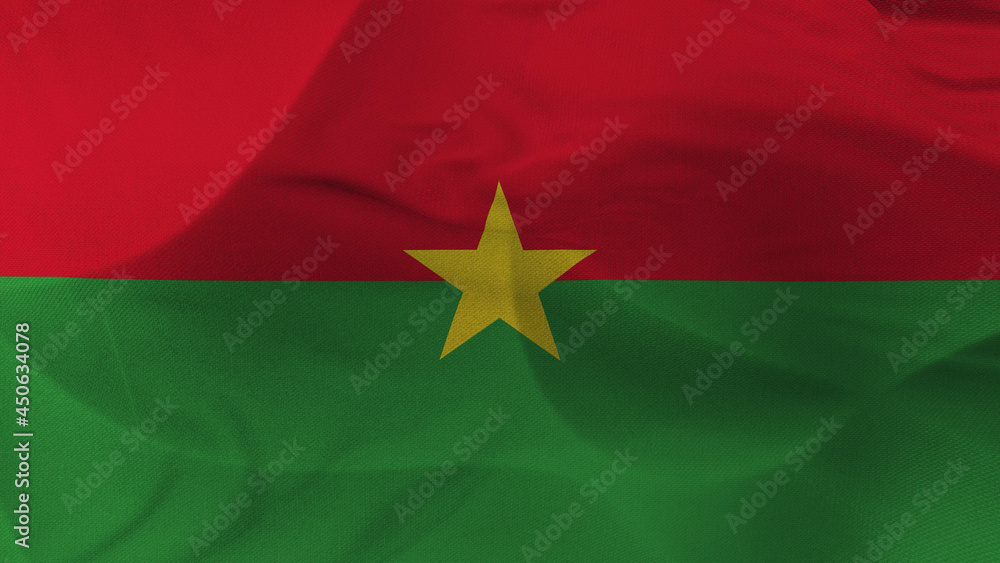Close up 3d video 4k waving flag Burkina-Faso Close up 3d video 4k waving flag Burkina-Faso