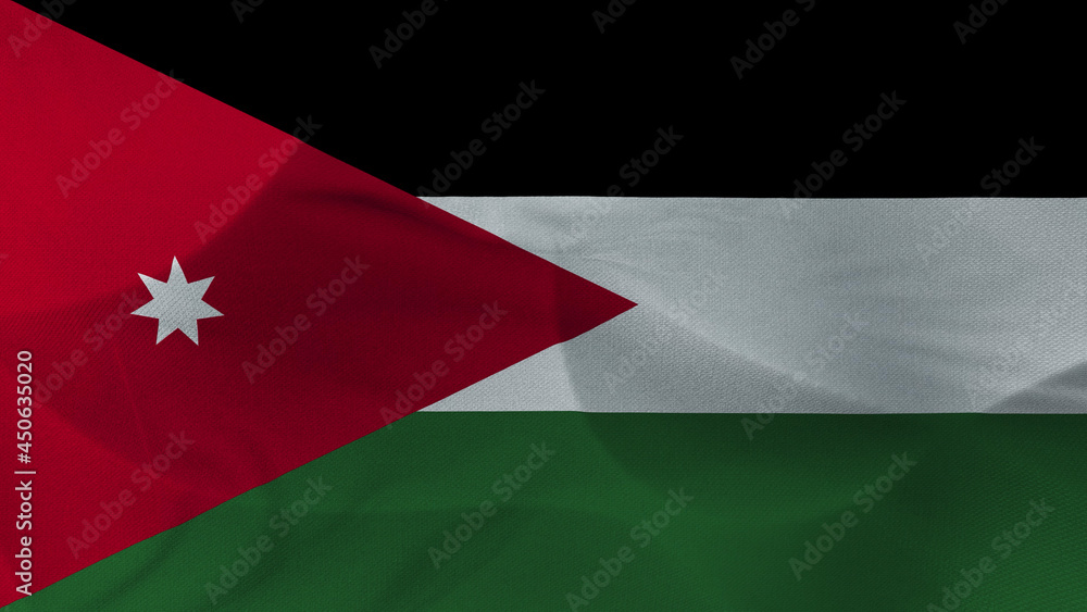 Close up 3d video 4k waving flag Jordanie Close up 3d video 4k waving flag Jordanie