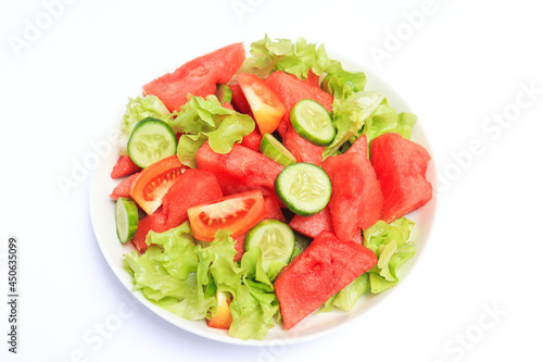 watermelon salad on a white background