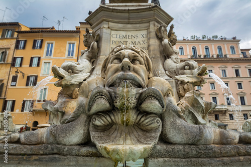 Fontana del Pantheon in the Piazza della Rotonda, Rome, Italy