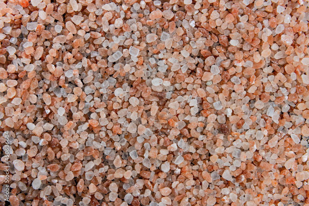 The surface is covered with large crystals of pink Himalayan salt. The surface is covered with large crystals of pink Himalayan salt.