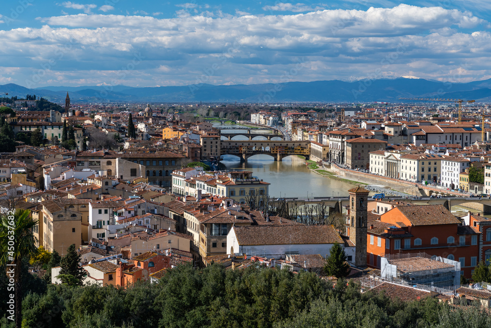 Arch bridges over Arno River, Florence