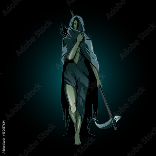 Hel the  goddess of the underworld in Norse mythology. vector illustration