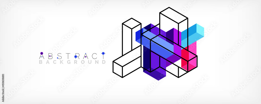 Abstract background. 3d cubes, cubic elements and blocks. Techno or business concept for wallpaper, banner, background, landing page Abstract background. 3d cubes, cubic elements and blocks. Techno or business concept for wallpaper, banner, background, landing page