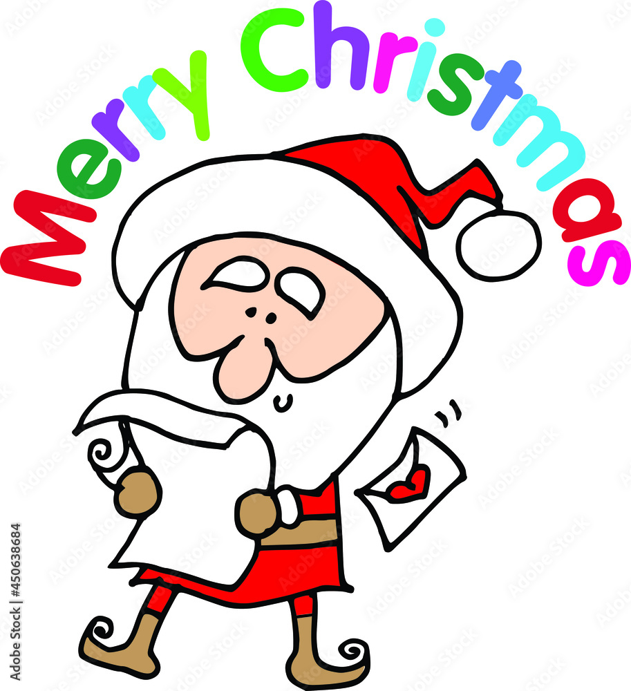Vector illustration cartoon Santa Claus Merry Christmas card action series