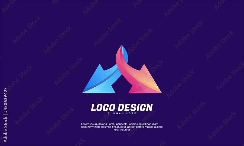stock vector abstract creative two arrow for company or business gradient color design template