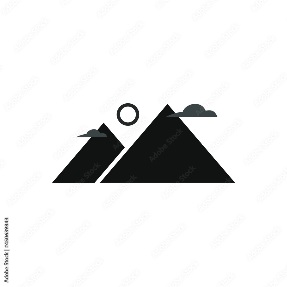 two mountains with clouds and sun on them two mountains with clouds and sun on them