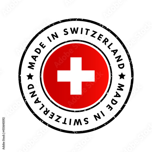 Made in Switzerland text emblem badge, concept background