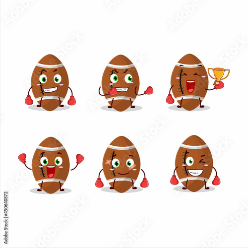 A sporty new rugby ball boxing athlete cartoon mascot design