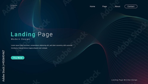 Modern Abstract Colorful Dynamic Wavy Lines Design In Dark Background For Landing Page, Website Or Banner Template
