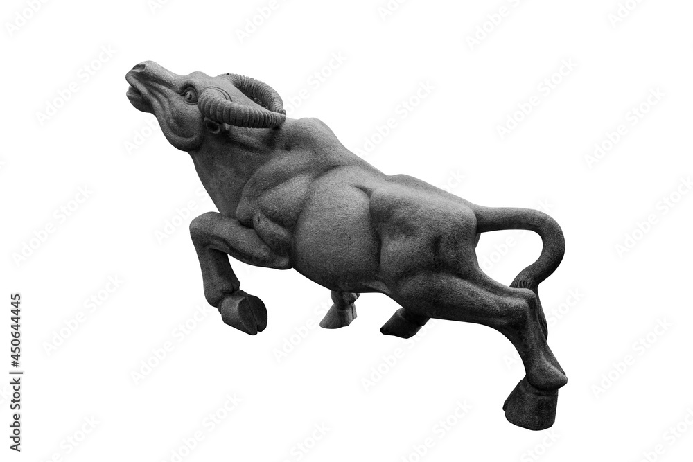 Obraz premium buffalo statue isolated on white with clipping path