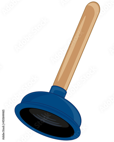 Tool sanitary work plunger on white background is insulated