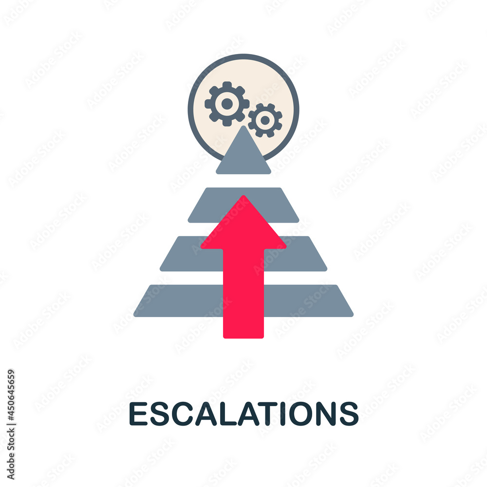 Escalations flat icon. Colored sign from customer management collection. Creative Escalations icon illustration for web design, infographics and more Escalations flat icon. Colored sign from customer management collection. Creative Escalations icon illustration for web design, infographics and more