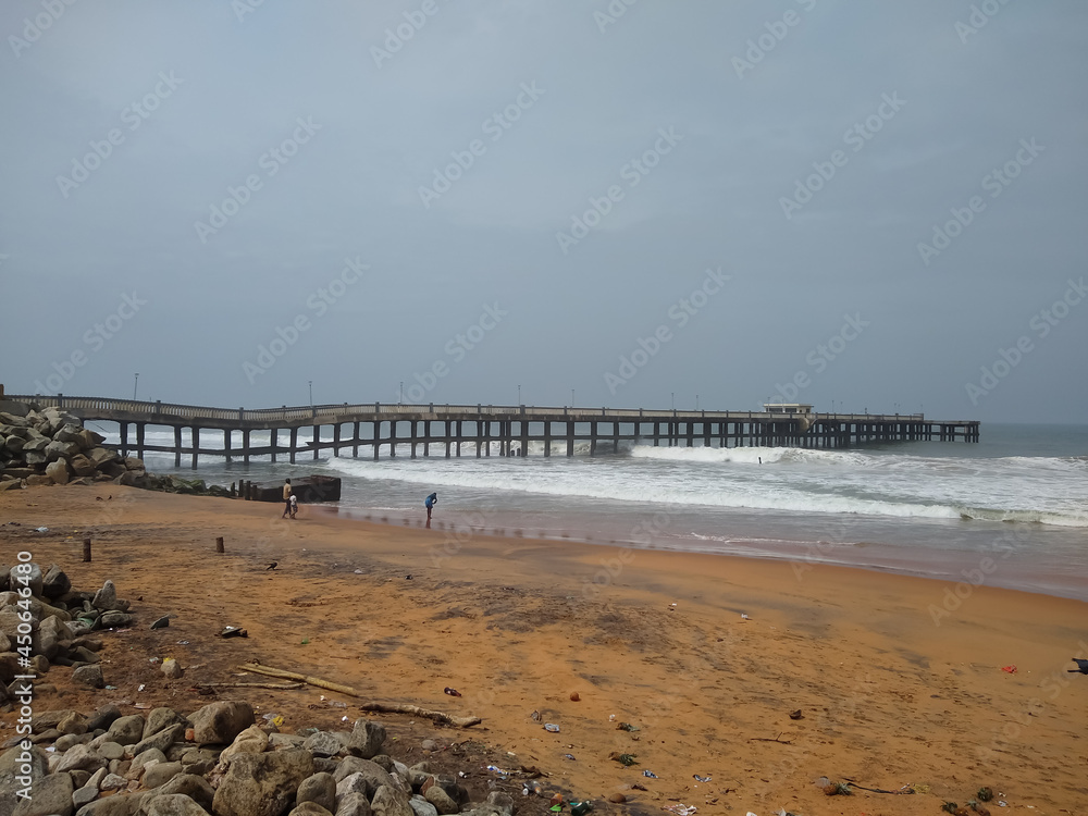Valiyathura sea bridge, seascape view Thiruvananthapuram Kerala