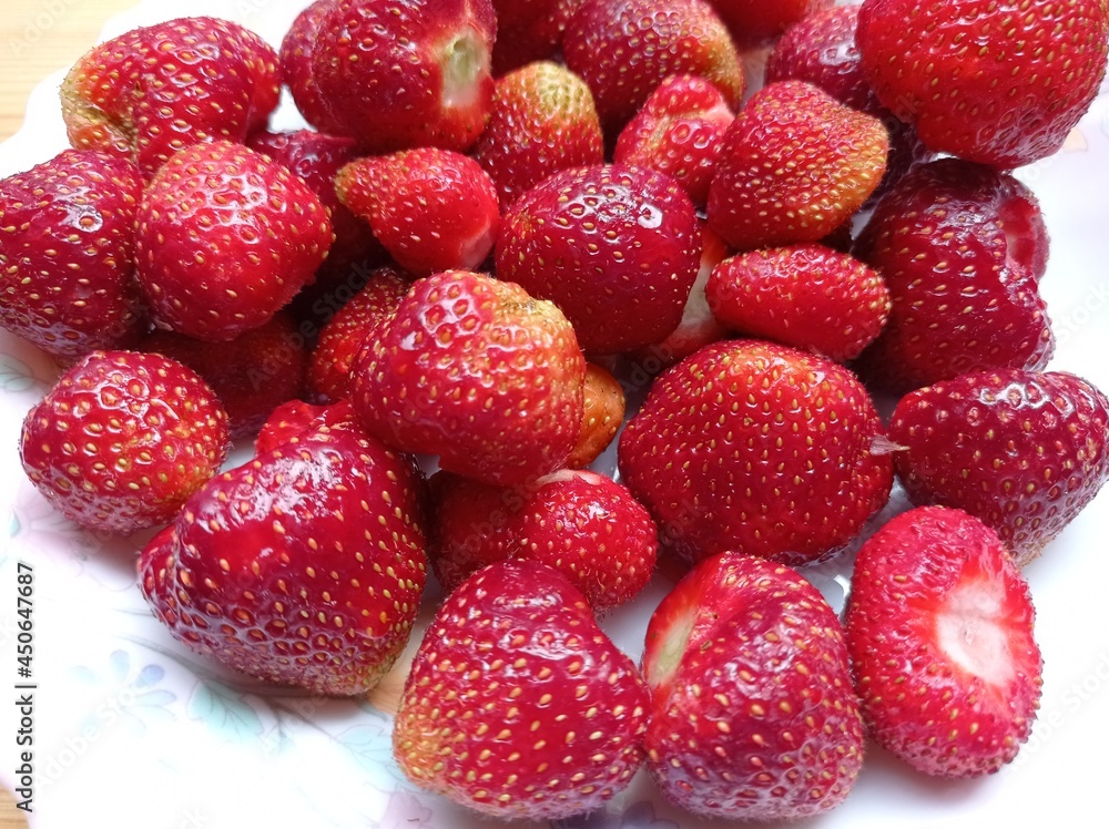 Ripe red strawberries. Delicious summer berries. Ripe red strawberries. Delicious summer berries.