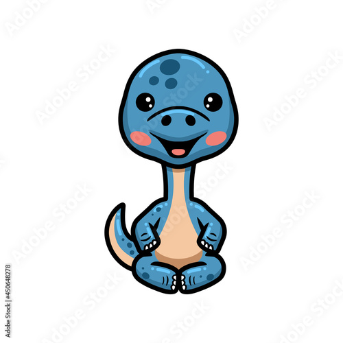 Cute little dinosaur cartoon sitting