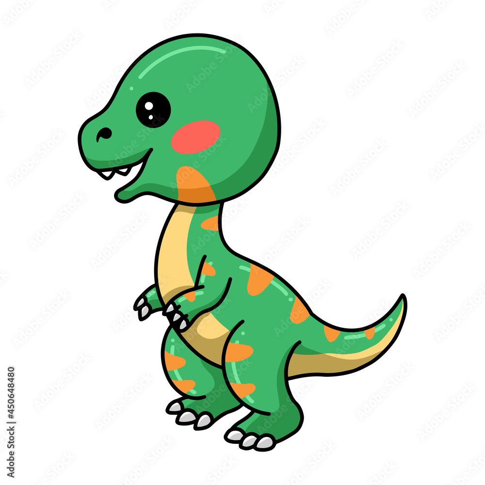 Obraz premium Cute little dinosaur cartoon standing