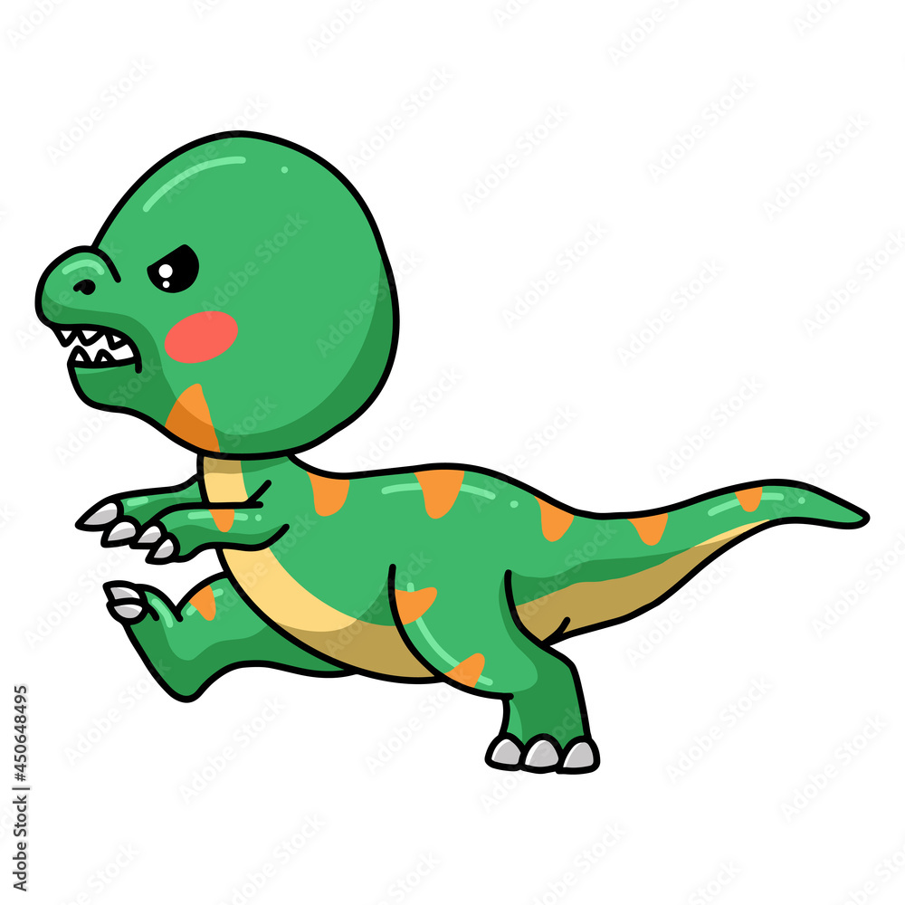 Cute angry little dinosaur cartoon walking Cute angry little dinosaur cartoon walking