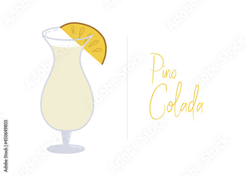 Pina colada cocktail. Vector illustration.