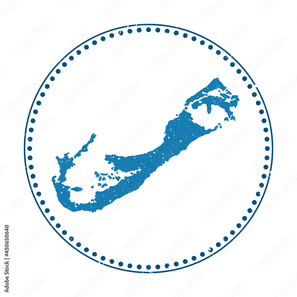 Bermuda sticker. Travel rubber stamp with a map of the island, vector illustration. Can be used as an insignia, logotype, label, sticker, or badge of Bermuda. Bermuda sticker. Travel rubber stamp with a map of the island, vector illustration. Can be used as an insignia, logotype, label, sticker, or badge of Bermuda.