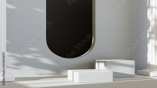 3D rendering of Podium for displaying products background. Mockup for show product.