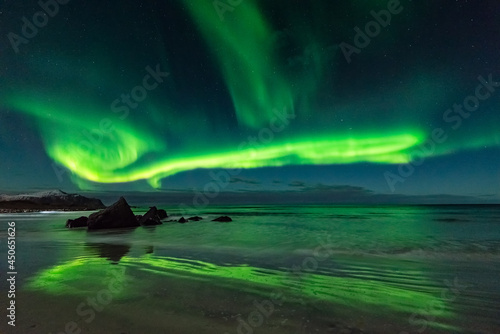 aurora borealis over the sea