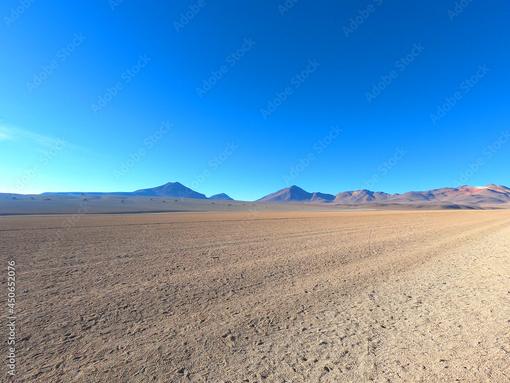View of the Salvador Dali desert (Dalí Valley) near the Bolivian city of Uyuni. Eduardo Avaroa Andean Fauna National Reserve
