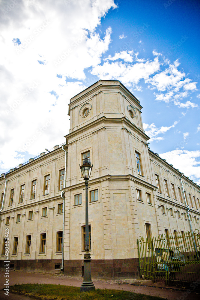 Fototapeta premium old building close-up under blue sky