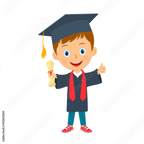 cute cartoon boy with diploma