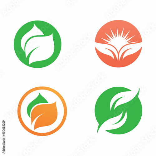 Logos of green Tree leaf ecology