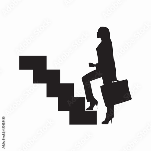 office woman climbing stairs vector silhouette