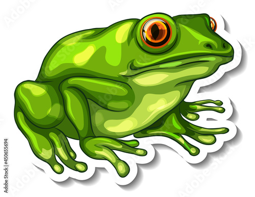 A sticker template with a green frog isolated