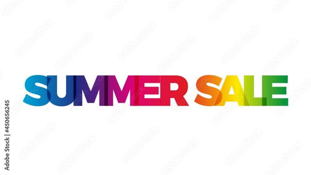 The word Summer sale. Animated banner with the text colored rainbow. The word Summer sale. Animated banner with the text colored rainbow.