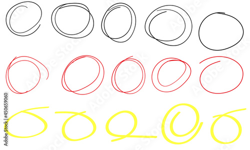 Hand drawn circle frame vector set isolated on white background doodle sketchy style. Hand drawning circle line sketch set. Art design round circular scribble doodle