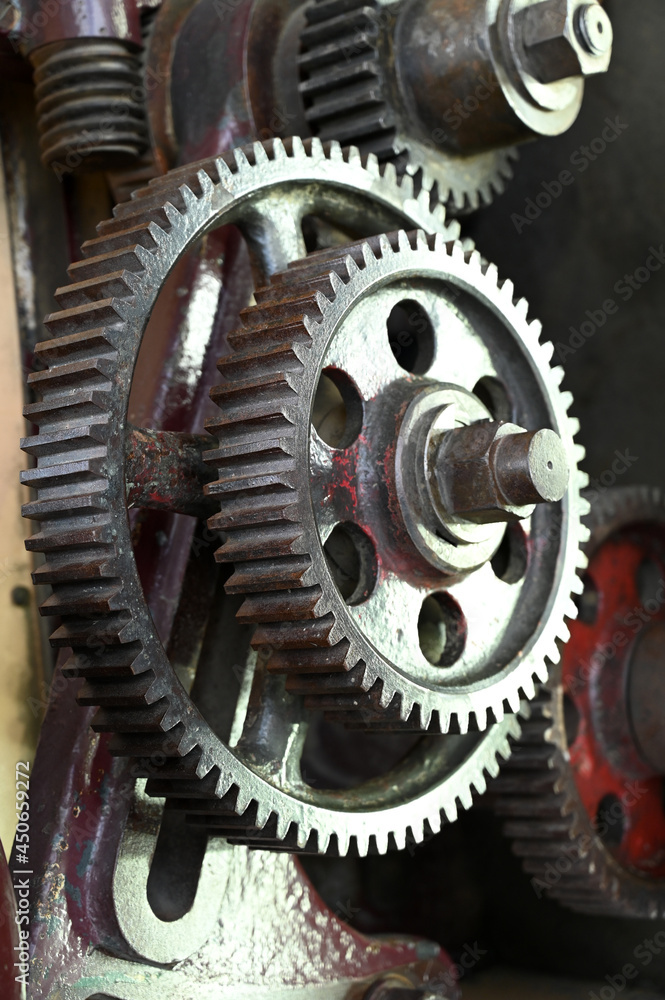 Engrenages de machine-outil de l'industrie en gros plan Engrenages de machine-outil de l'industrie en gros plan