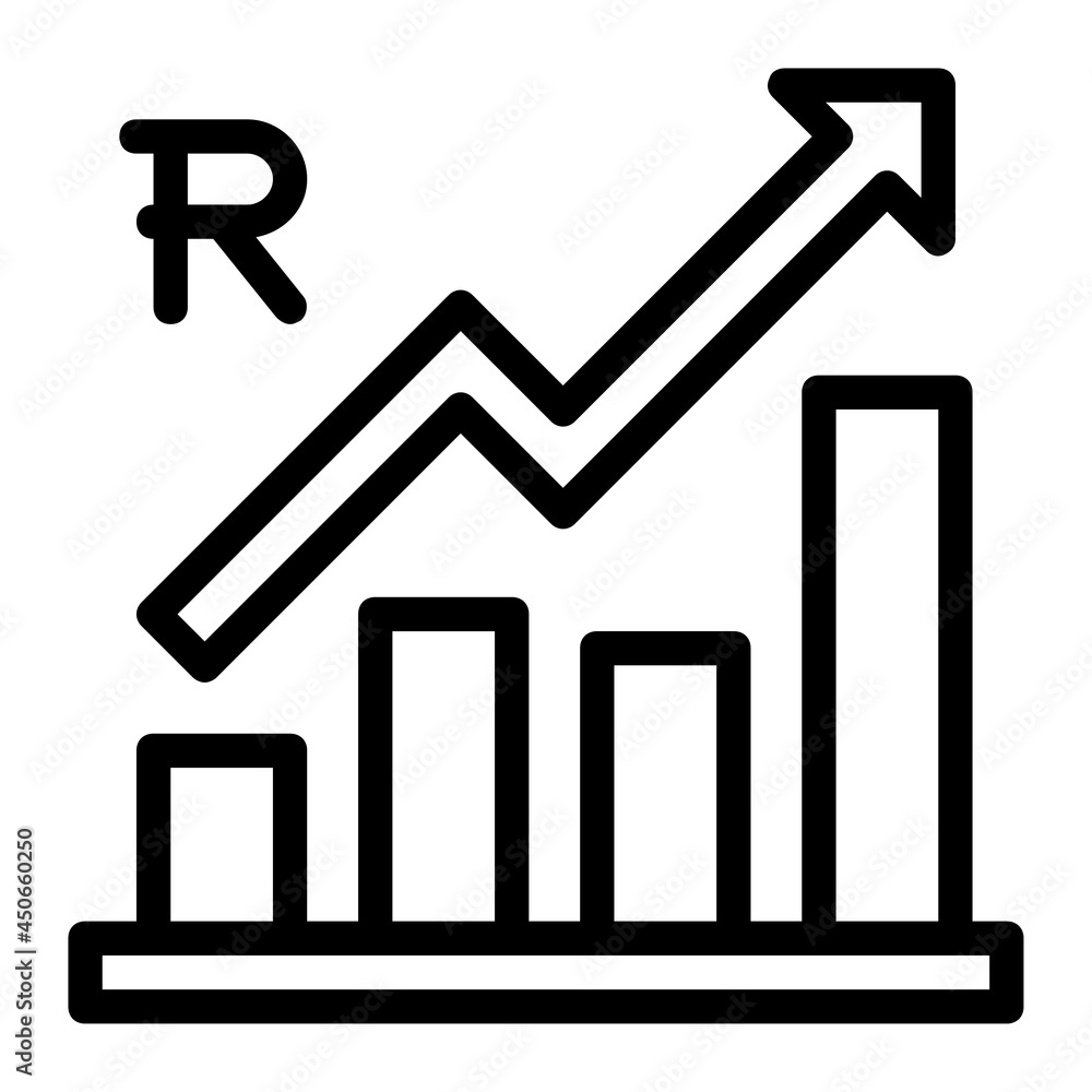 South African Rand Statistic Increasing Up Icon South African Rand Statistic Increasing Up Icon