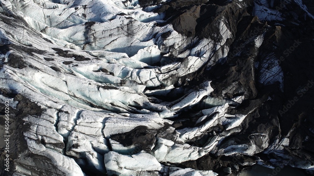 Obraz premium Areal view of Sólheimajökull glacier in Iceland