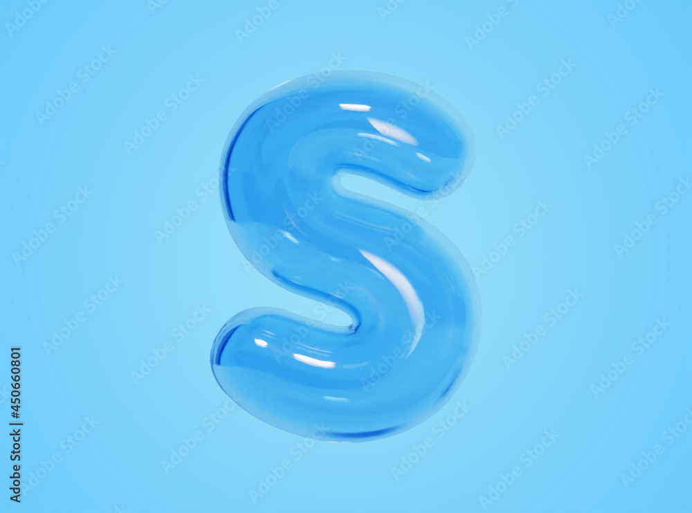 Naklejka premium 3d transparent S letter balloon